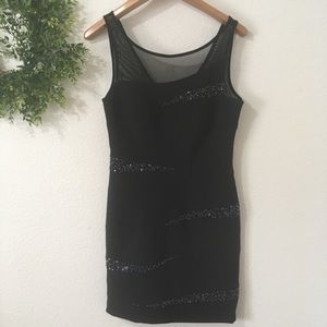 Alex & Eve Black Bead and Sequin Sleeveless Dress